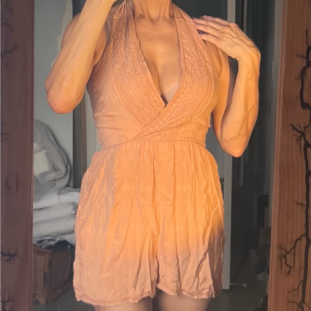American Eagle Outfitters Peach Halter Romper